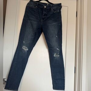 New York & Company Dark Blue Skinny Ripped Jeans